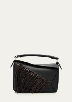 LoewePuzzle Fringed Top-Handle Bag in Leather