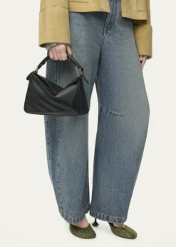 LoewePuzzle Small Striped Top-Handle Bag in Leather & Suede