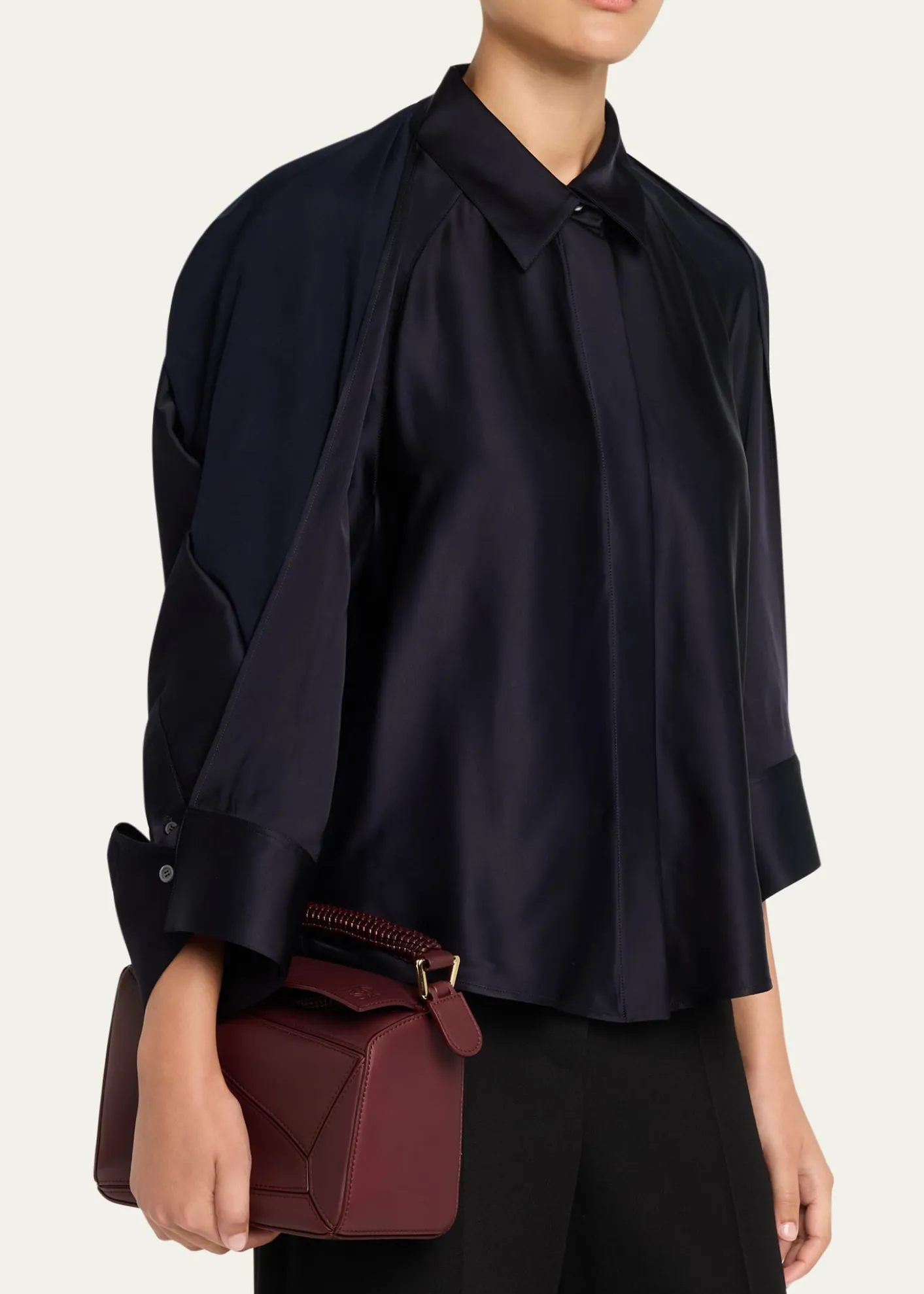 LoewePuzzle Small Woven Top-Handle Bag in Leather