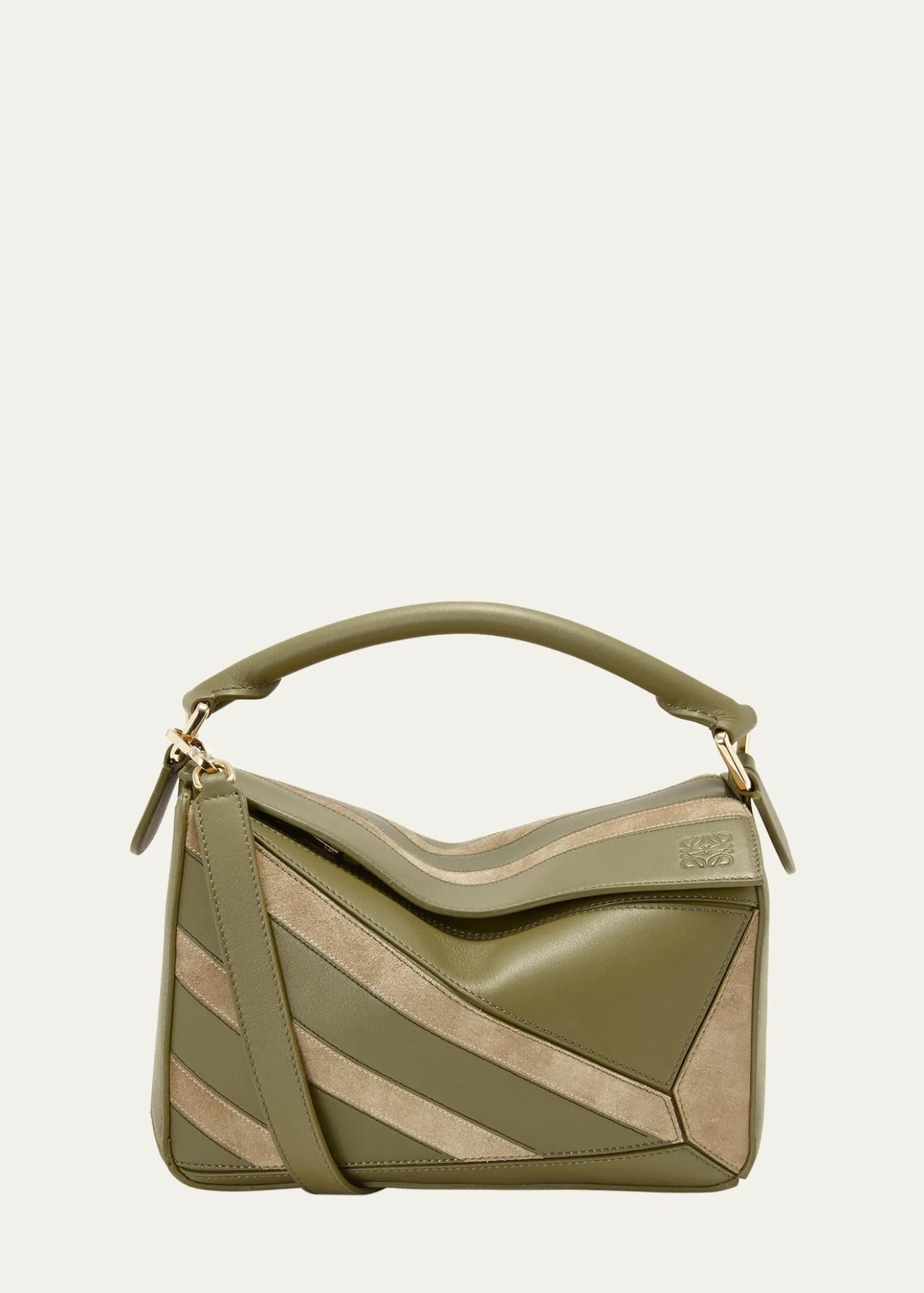 LoewePuzzle Top-Handle Bag in Striped Leather