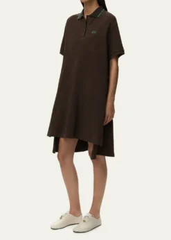 LoeweShort-Sleeve Cotton Pique High-Low Polo Dress