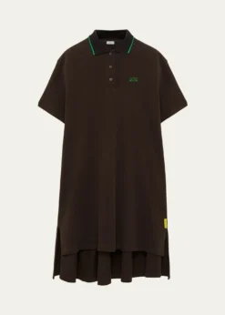 LoeweShort-Sleeve Cotton Pique High-Low Polo Dress