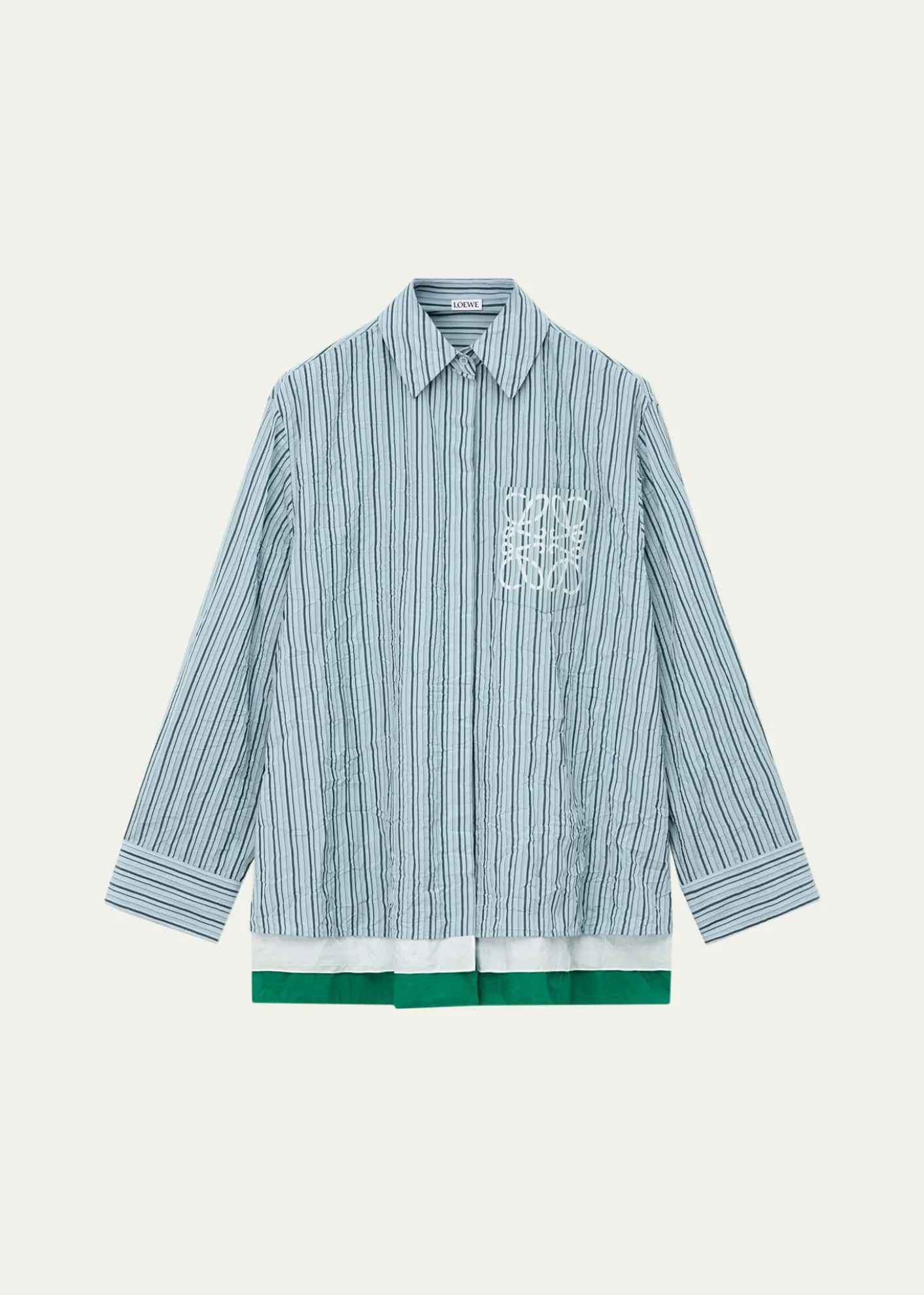LoeweStriped Crinkled Cotton Button-Down Shirt