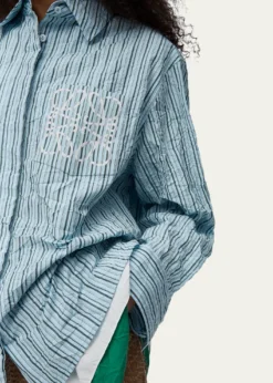 LoeweStriped Crinkled Cotton Button-Down Shirt
