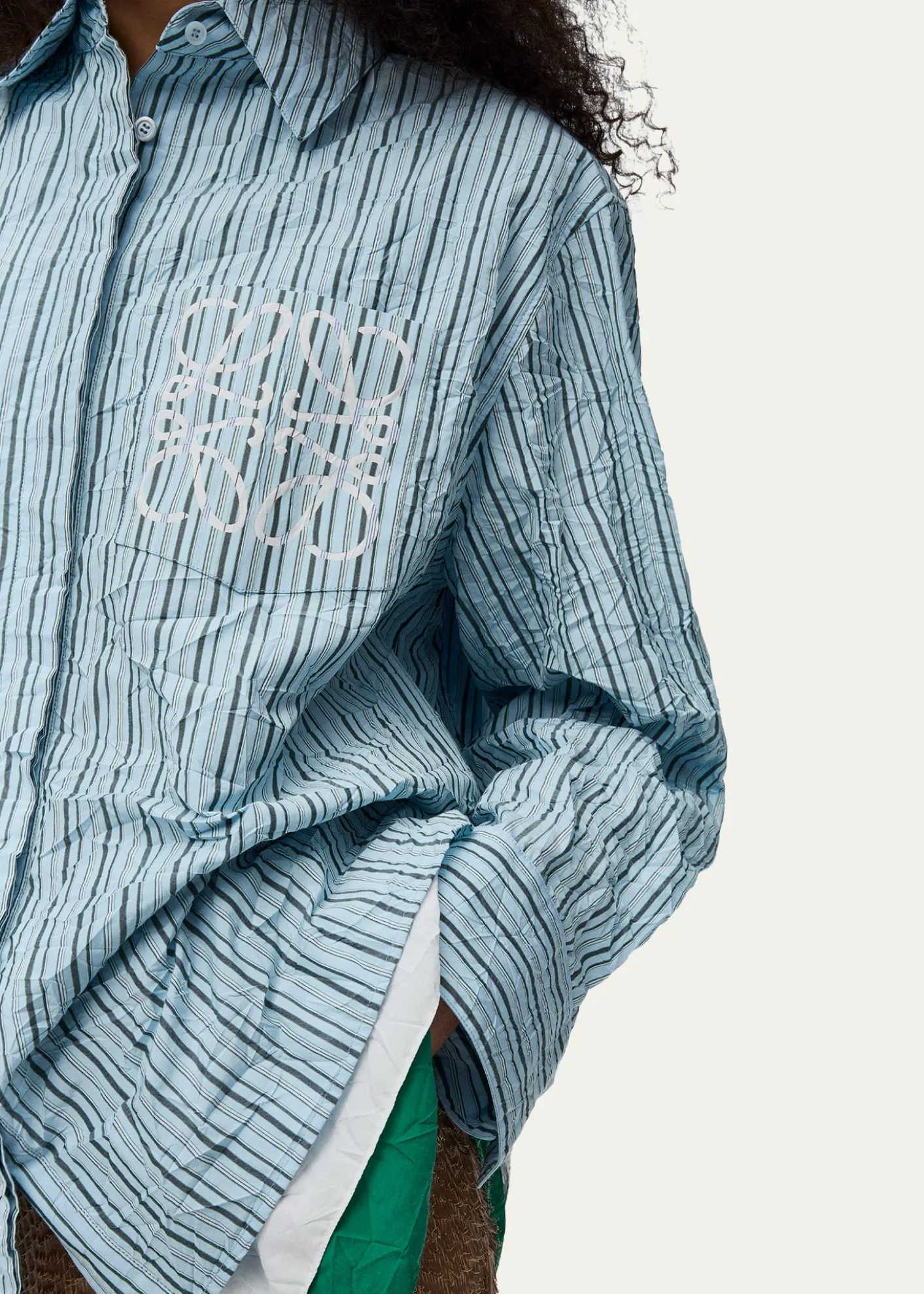 LoeweStriped Crinkled Cotton Button-Down Shirt