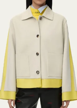 LoeweTurn Up Leather Colorblock Jacket