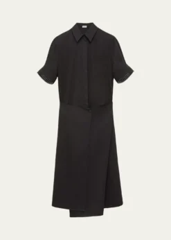 LoeweWrapped Short-Sleeve Midi Shirtdress