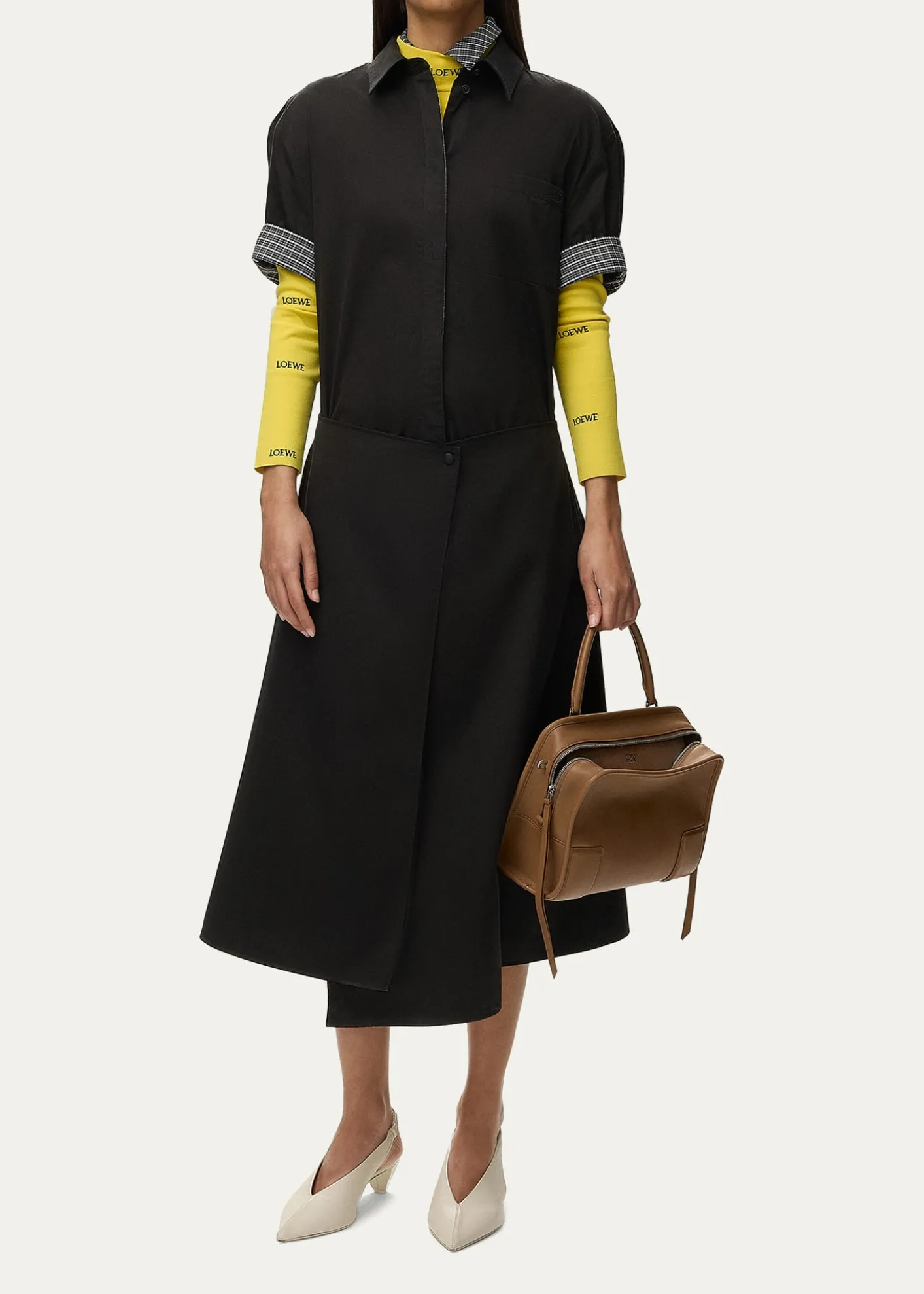 LoeweWrapped Short-Sleeve Midi Shirtdress