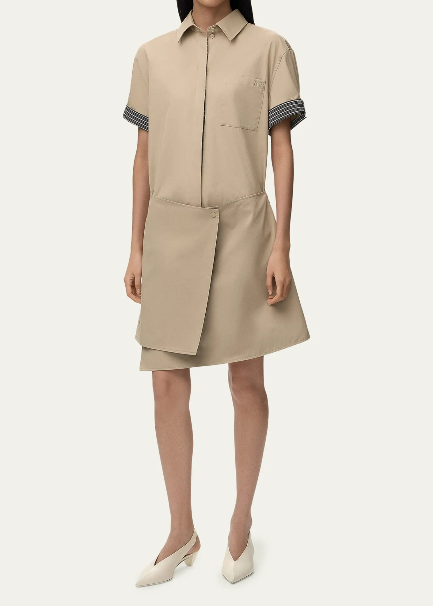 LoeweWrapped Short-Sleeve Shirtdress