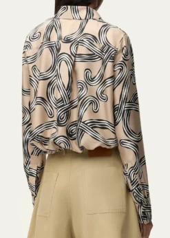 Loewex Paula's Ibiza Abstract-Print Silk Drawstring Balloon Shirt