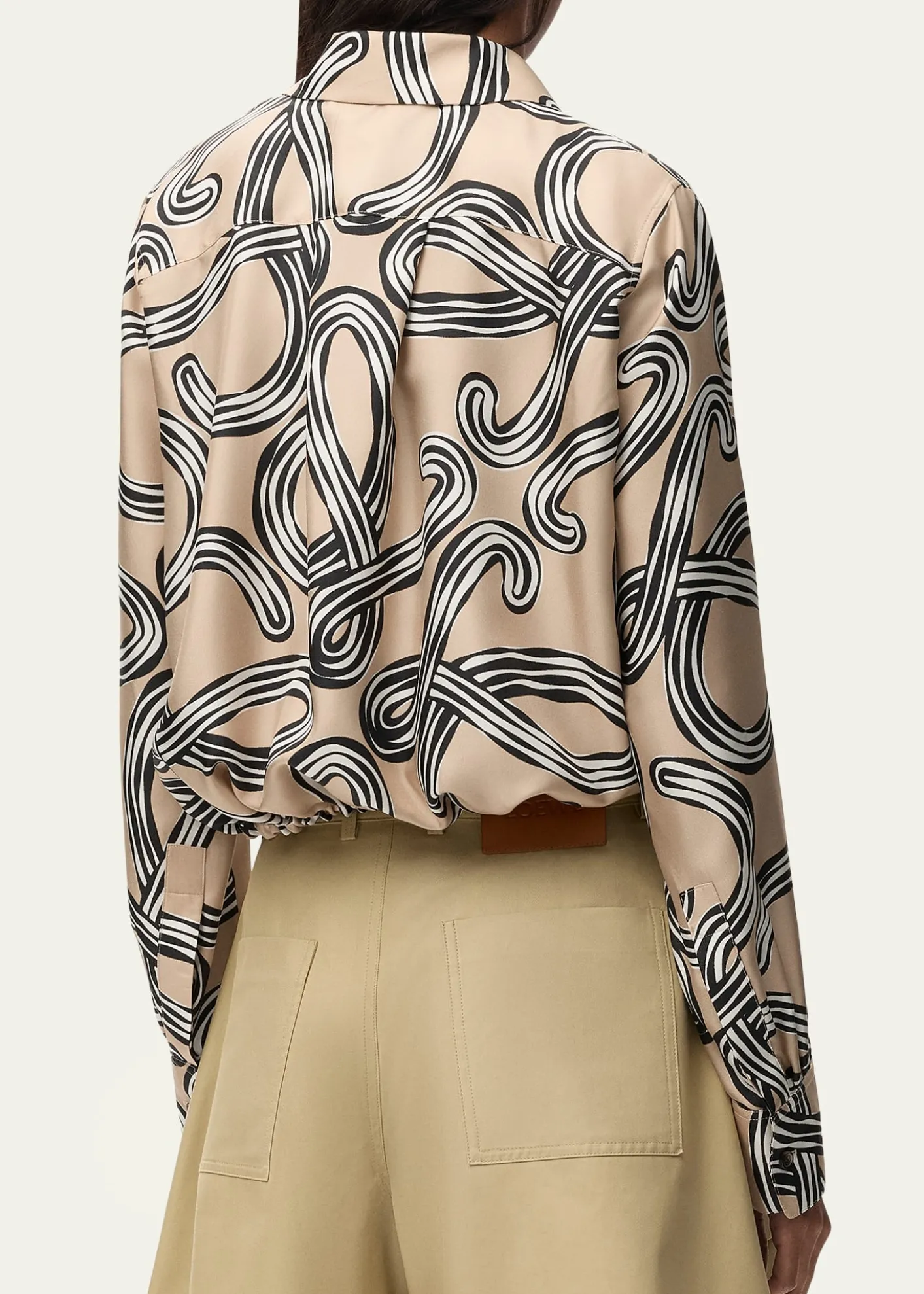 Loewex Paula's Ibiza Abstract-Print Silk Drawstring Balloon Shirt