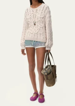 Loewex Paula's Ibiza Anagram Cable-Knit Sweater