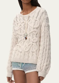 Loewex Paula's Ibiza Anagram Cable-Knit Sweater