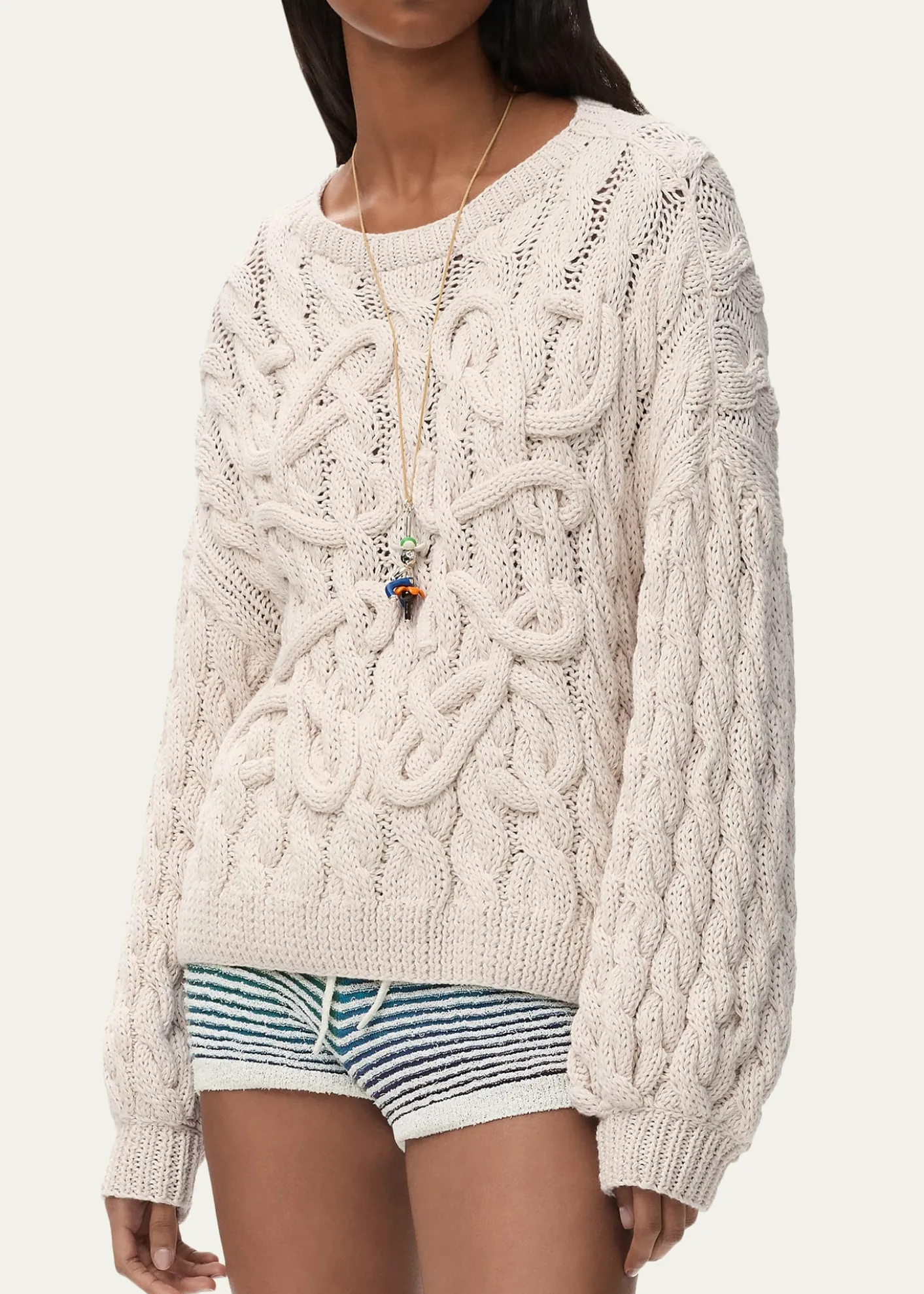 Loewex Paula's Ibiza Anagram Cable-Knit Sweater