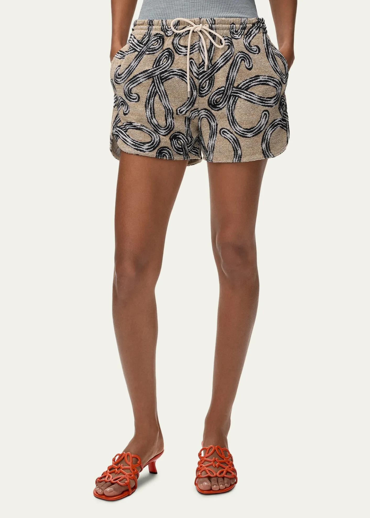 Loewex Paula's Ibiza Anagram-Print Towelling Pull-On Shorts