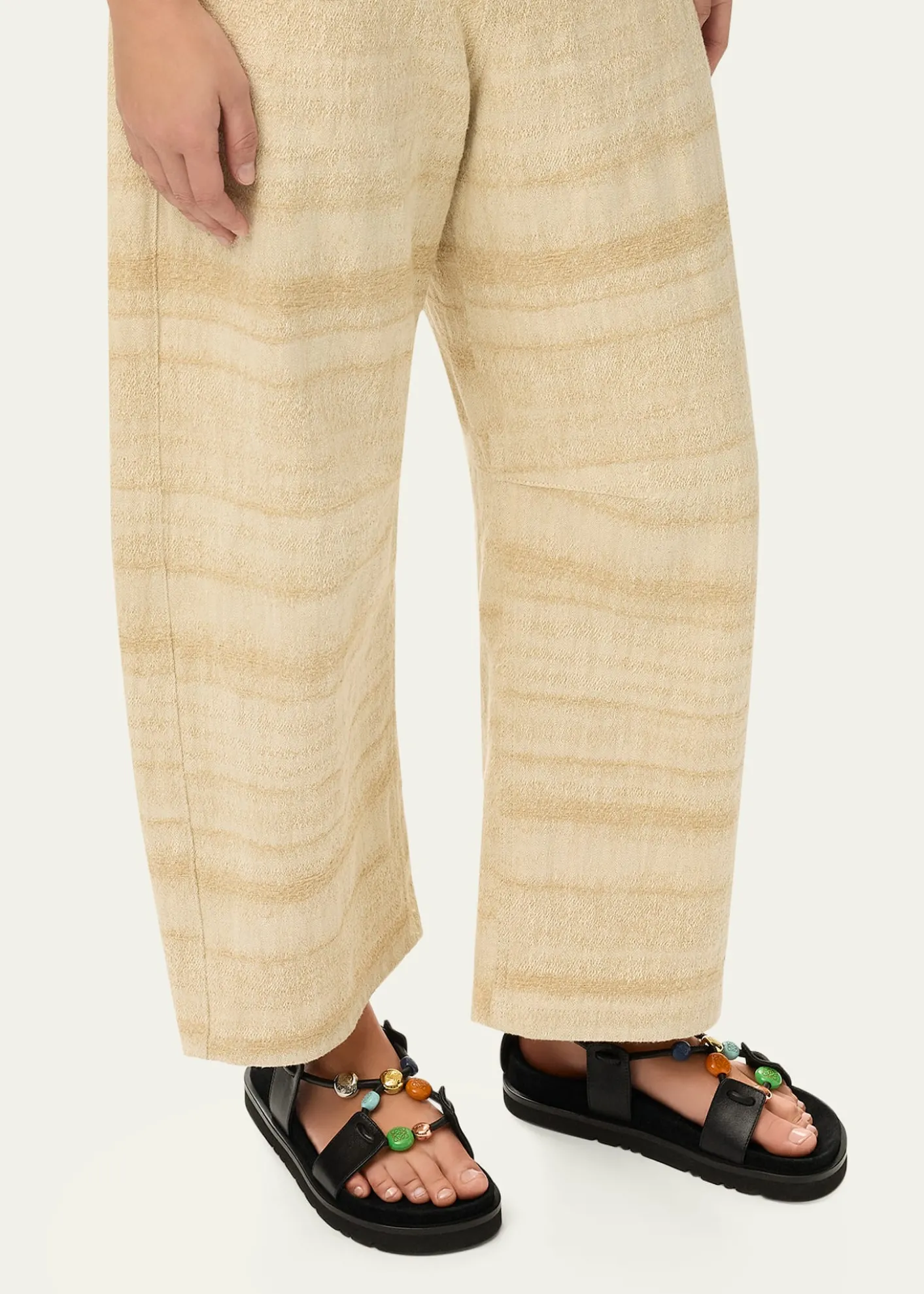 Loewex Paula's Ibiza Anagram Pebble Bead Leather Sandals