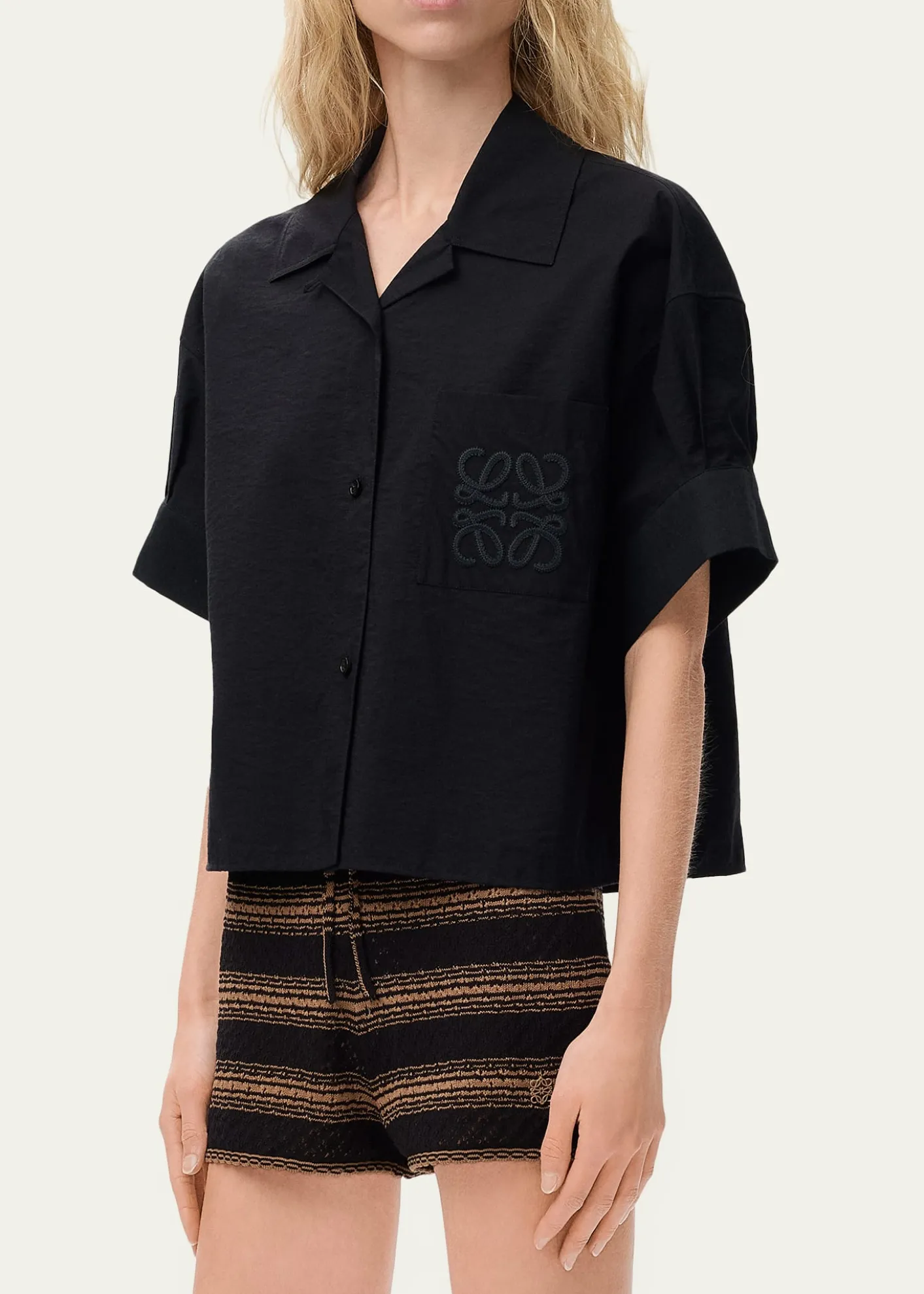 Loewex Paula's Ibiza Anagram Short-Sleeve Button-Down Shirt