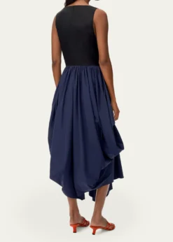 Loewex Paula's Ibiza Asymmetric Ruffle Cotton Sleeveless Midi Dress