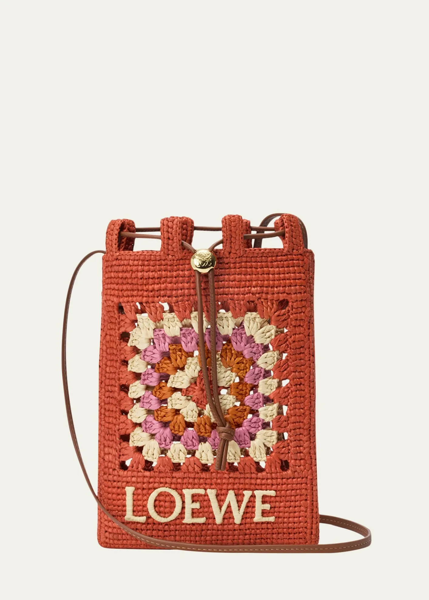 Loewex Paula's Ibiza Crochet Raffia Pocket Crossbody Bag