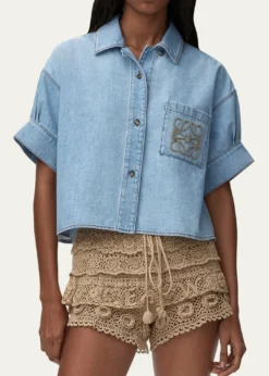Loewex Paula's Ibiza Denim Short-Sleeve Boxy Shirt