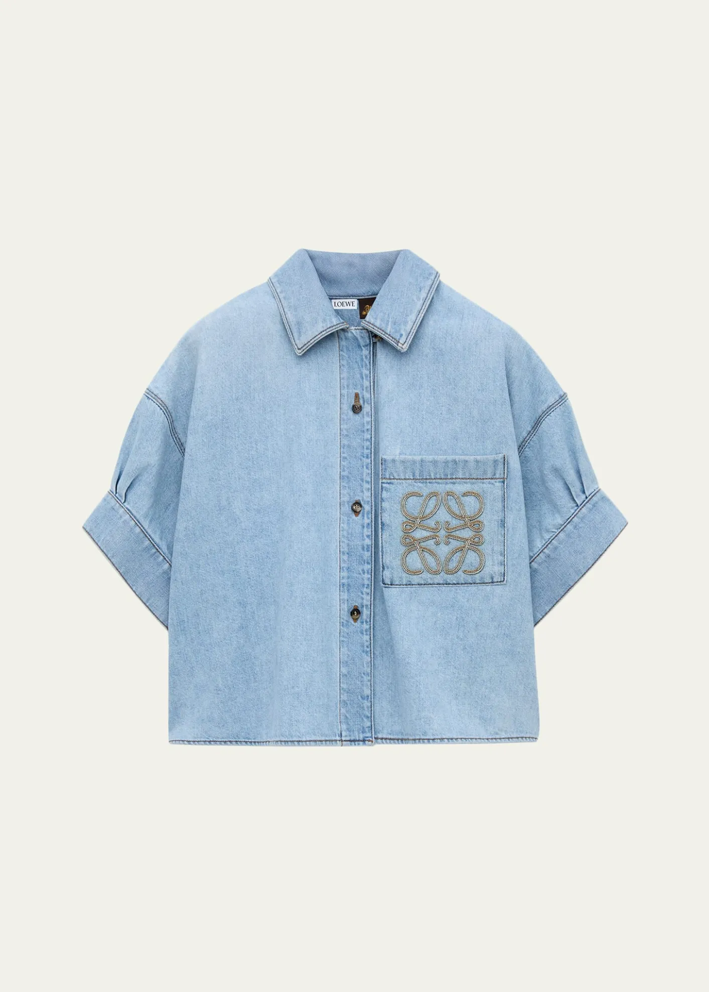 Loewex Paula's Ibiza Denim Short-Sleeve Boxy Shirt