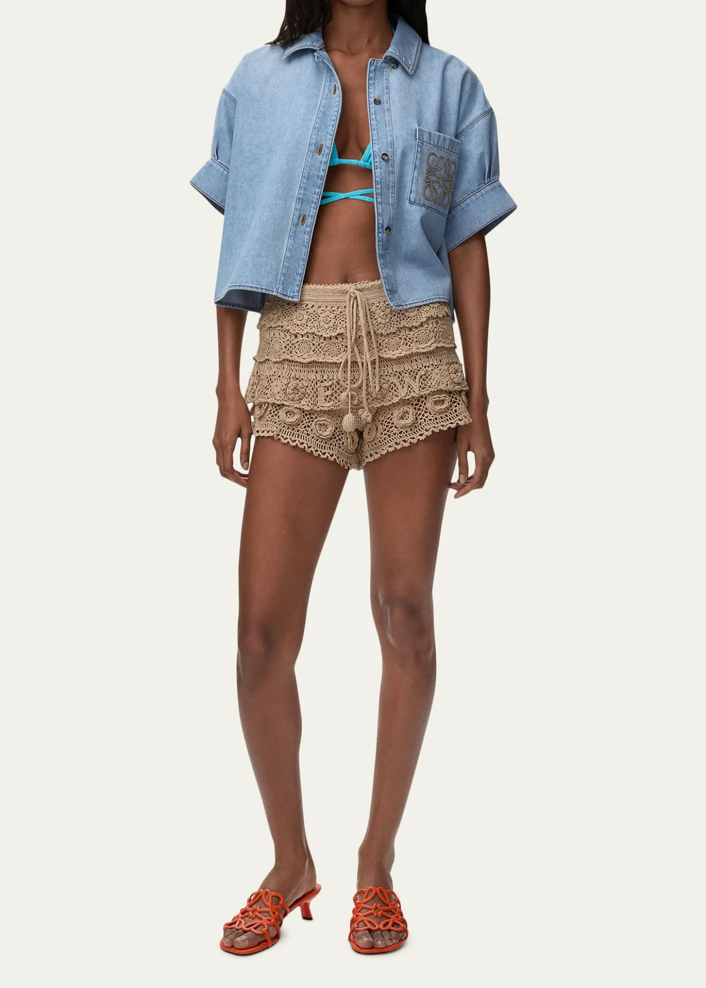 Loewex Paula's Ibiza Denim Short-Sleeve Boxy Shirt