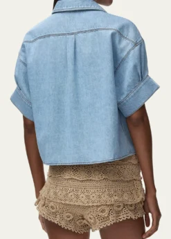 Loewex Paula's Ibiza Denim Short-Sleeve Boxy Shirt