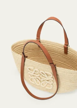 Loewex Paula's Ibiza Extra Large Eclipse Basket Bag in Raffia and Calfskin