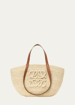 Loewex Paula's Ibiza Extra Large Eclipse Basket Bag in Raffia and Calfskin
