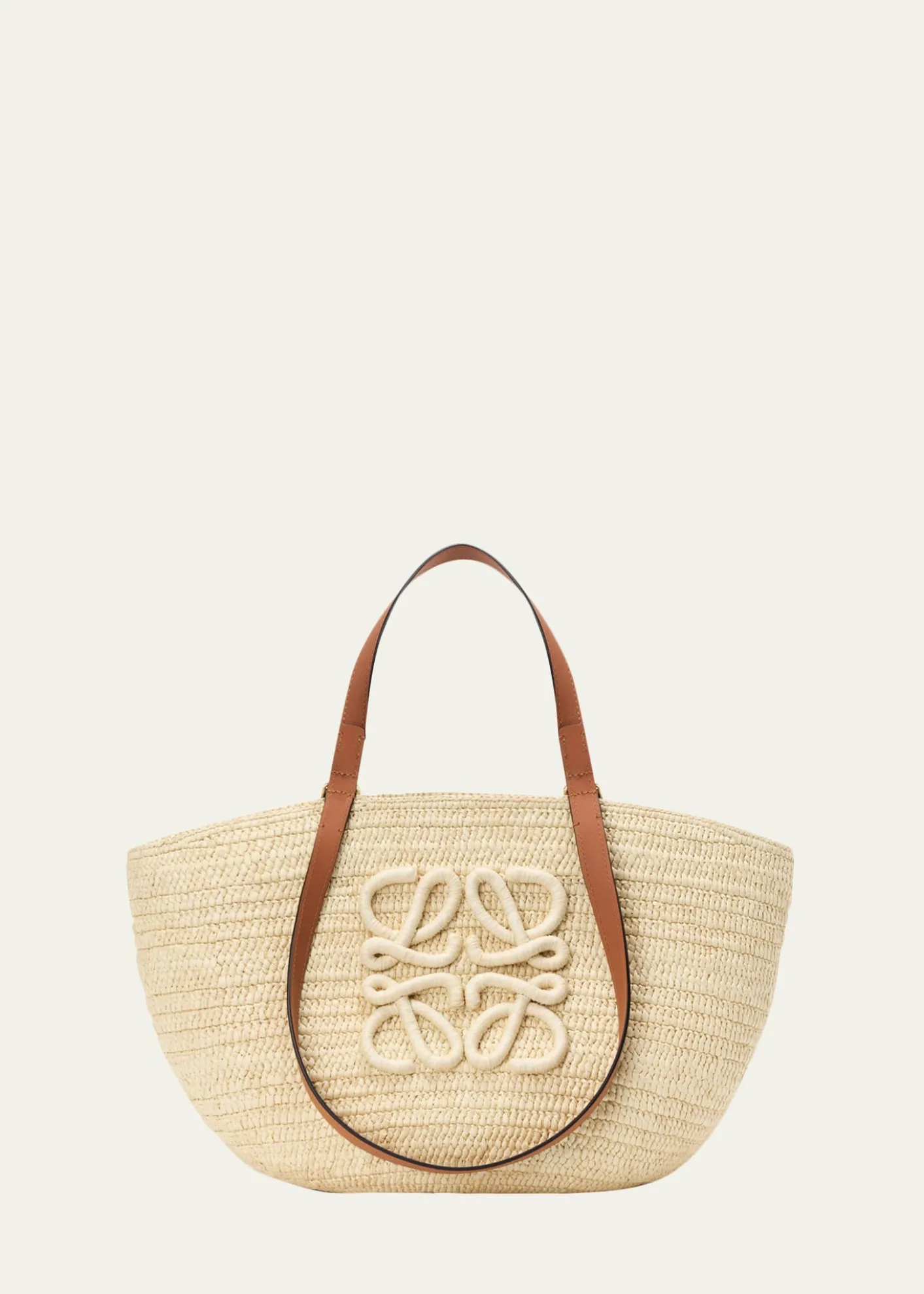 Loewex Paula's Ibiza Extra Large Eclipse Basket Bag in Raffia and Calfskin