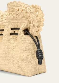 Loewex Paula's Ibiza Flamenco Medium Ruffled Clutch Bag in Raffia