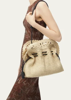 Loewex Paula's Ibiza Flamenco Medium Ruffled Clutch Bag in Raffia