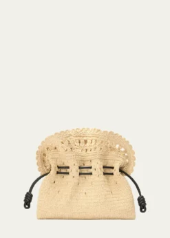 Loewex Paula's Ibiza Flamenco Medium Ruffled Clutch Bag in Raffia