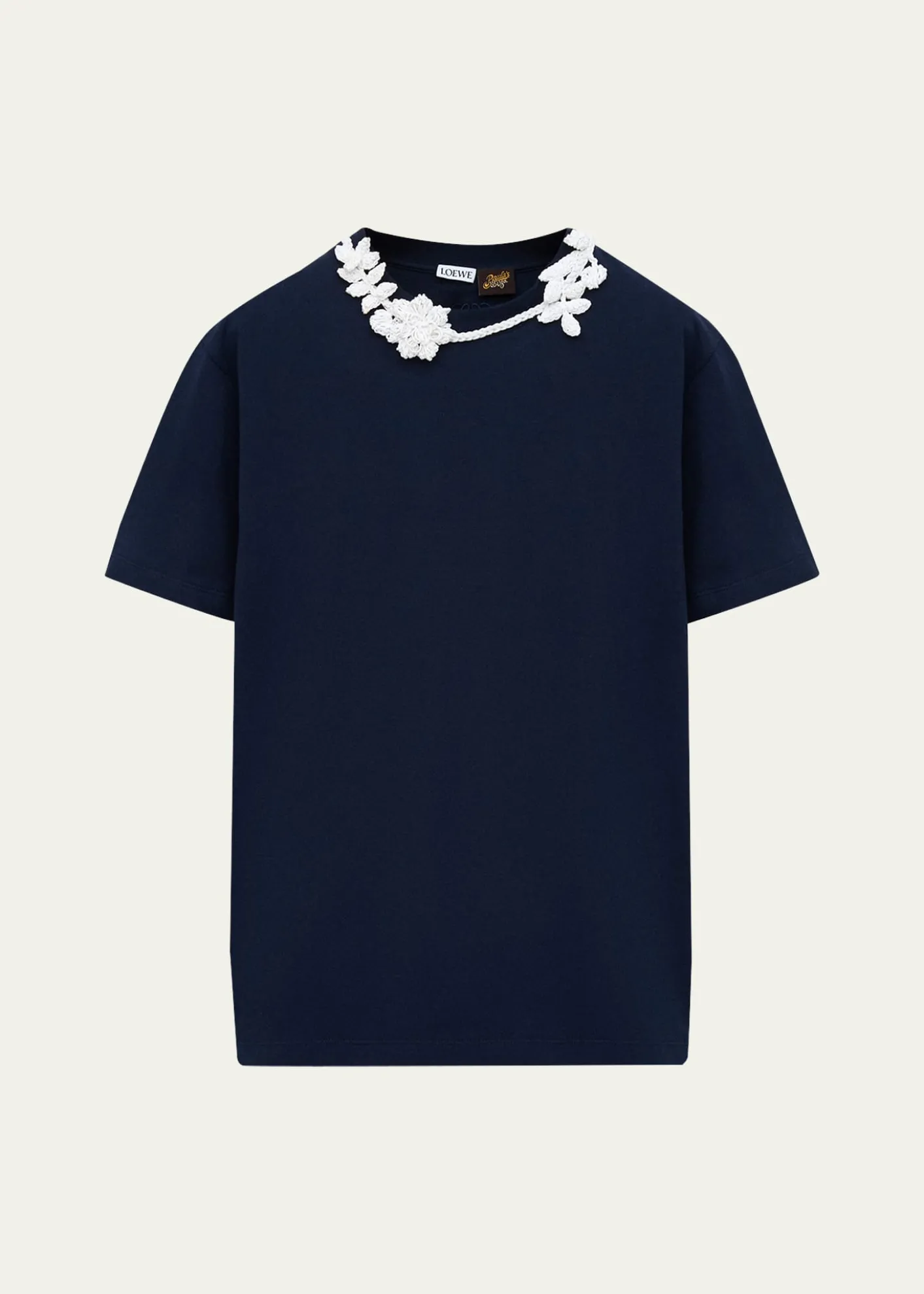 Loewex Paula's Ibiza Floral Crochet-Collar Short-Sleeve T-Shirt