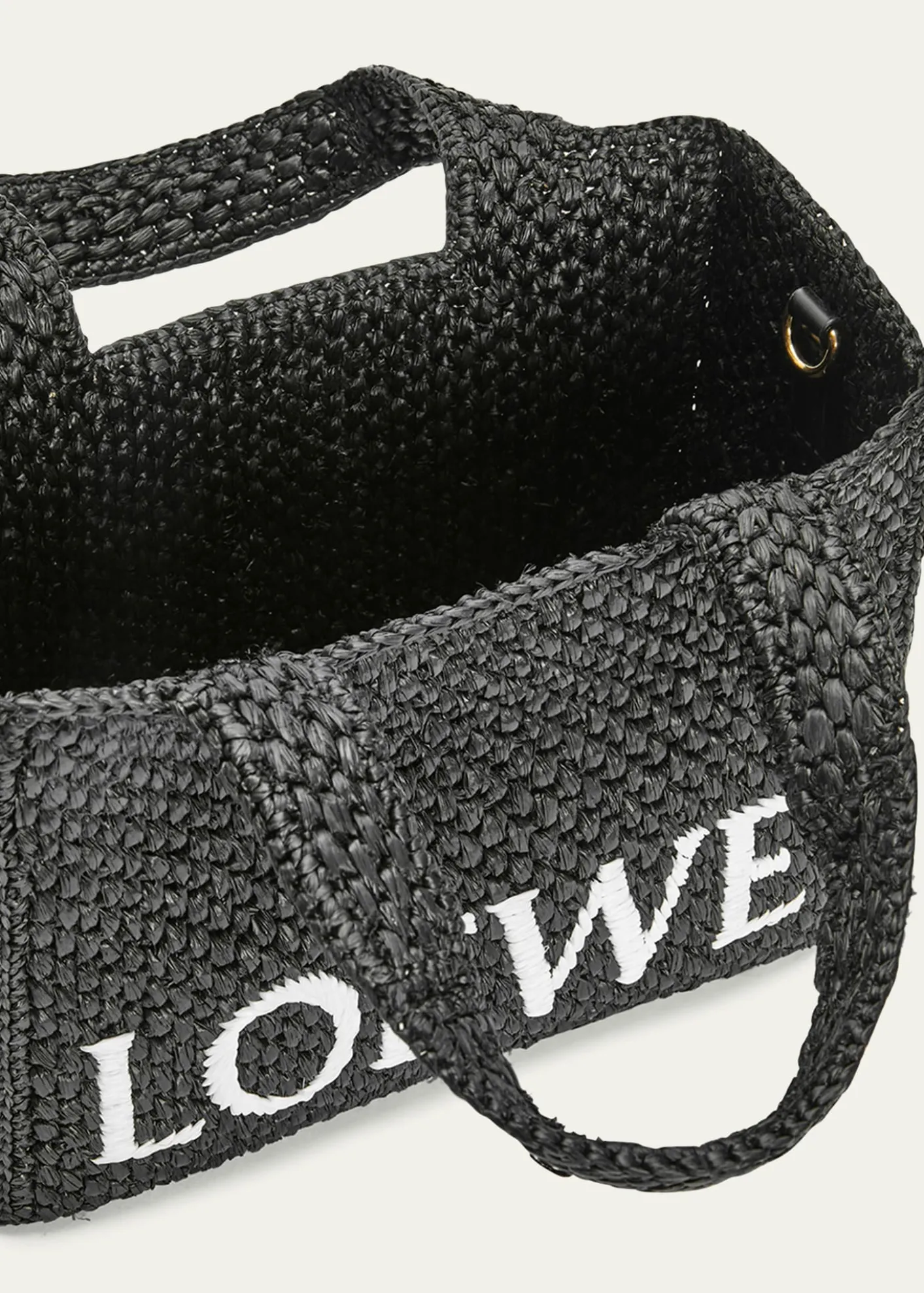 Loewex Paula's Ibiza Font Logo Small Tote Bag in Raffia