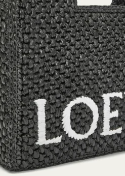 Loewex Paula's Ibiza Font Logo Small Tote Bag in Raffia