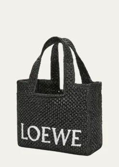 Loewex Paula's Ibiza Font Logo Small Tote Bag in Raffia