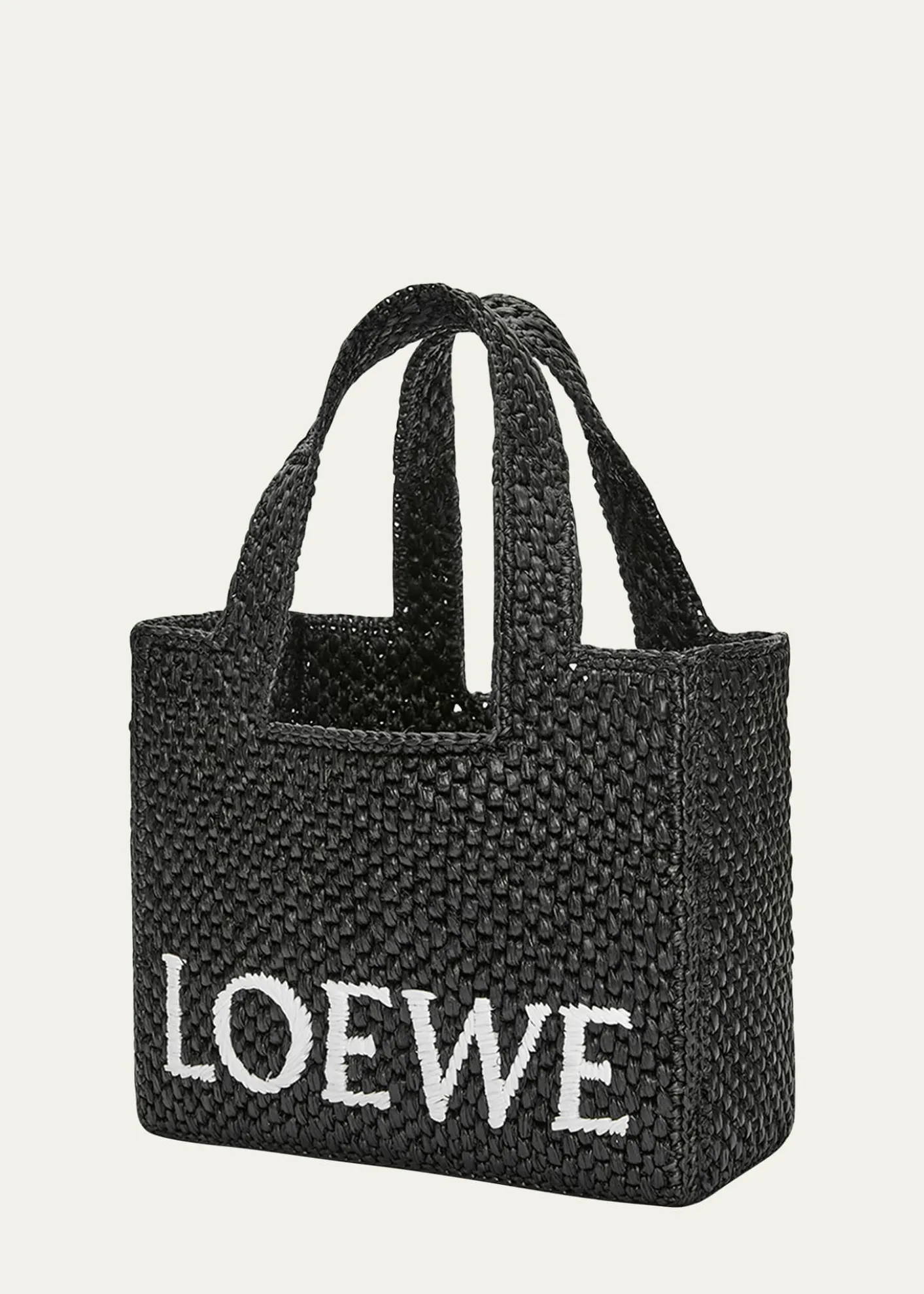 Loewex Paula's Ibiza Font Logo Small Tote Bag in Raffia
