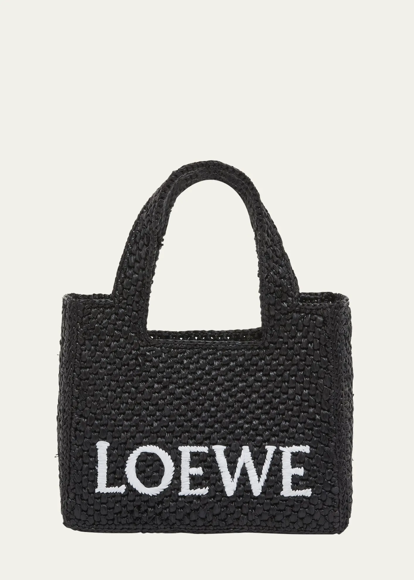 Loewex Paula's Ibiza Font Logo Mini Tote Bag in Raffia