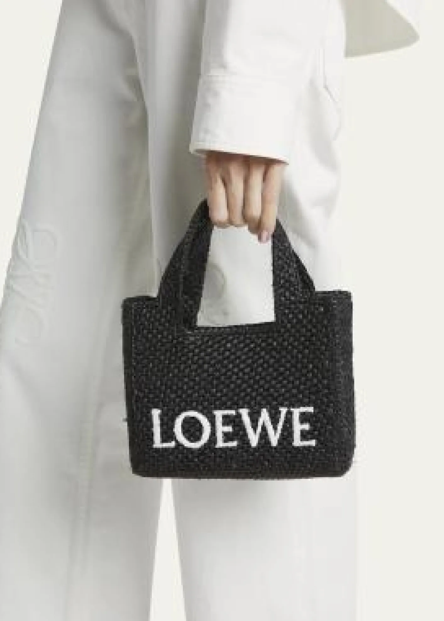 Loewex Paula's Ibiza Font Logo Mini Tote Bag in Raffia