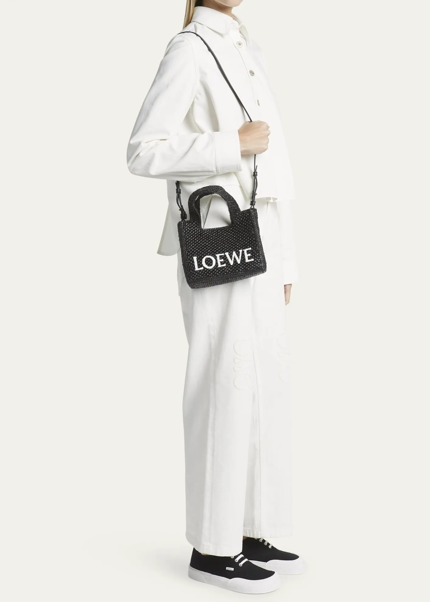 Loewex Paula's Ibiza Font Logo Mini Tote Bag in Raffia