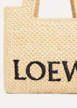 Loewex Paula's Ibiza Font Logo Small Tote Bag in Raffia
