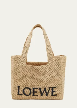 Loewex Paula's Ibiza Font Logo Medium Tote Bag in Raffia