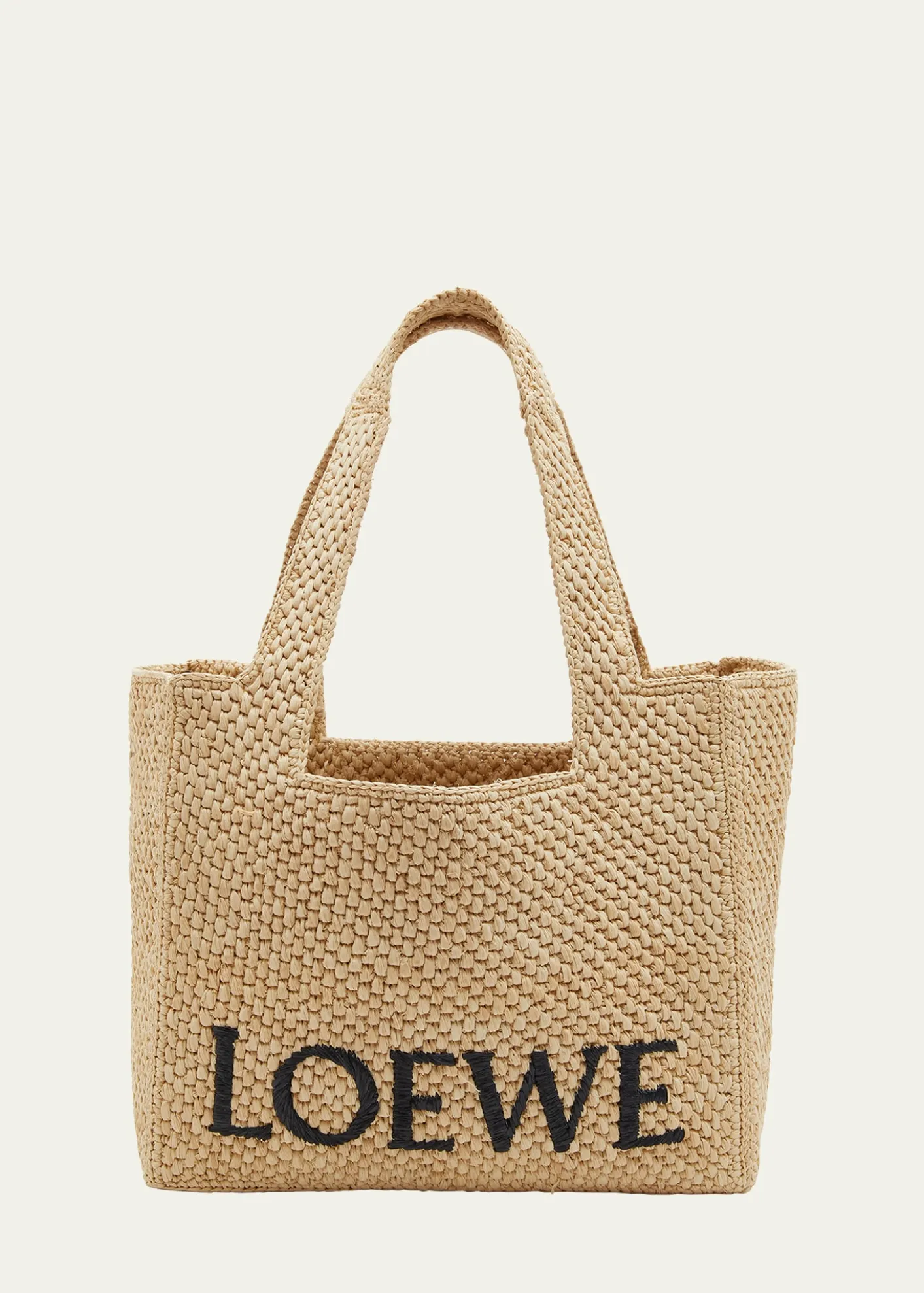 Loewex Paula's Ibiza Font Logo Medium Tote Bag in Raffia