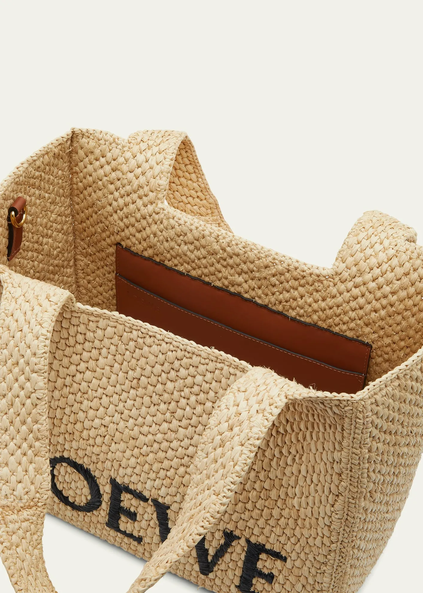 Loewex Paula's Ibiza Font Logo Medium Tote Bag in Raffia