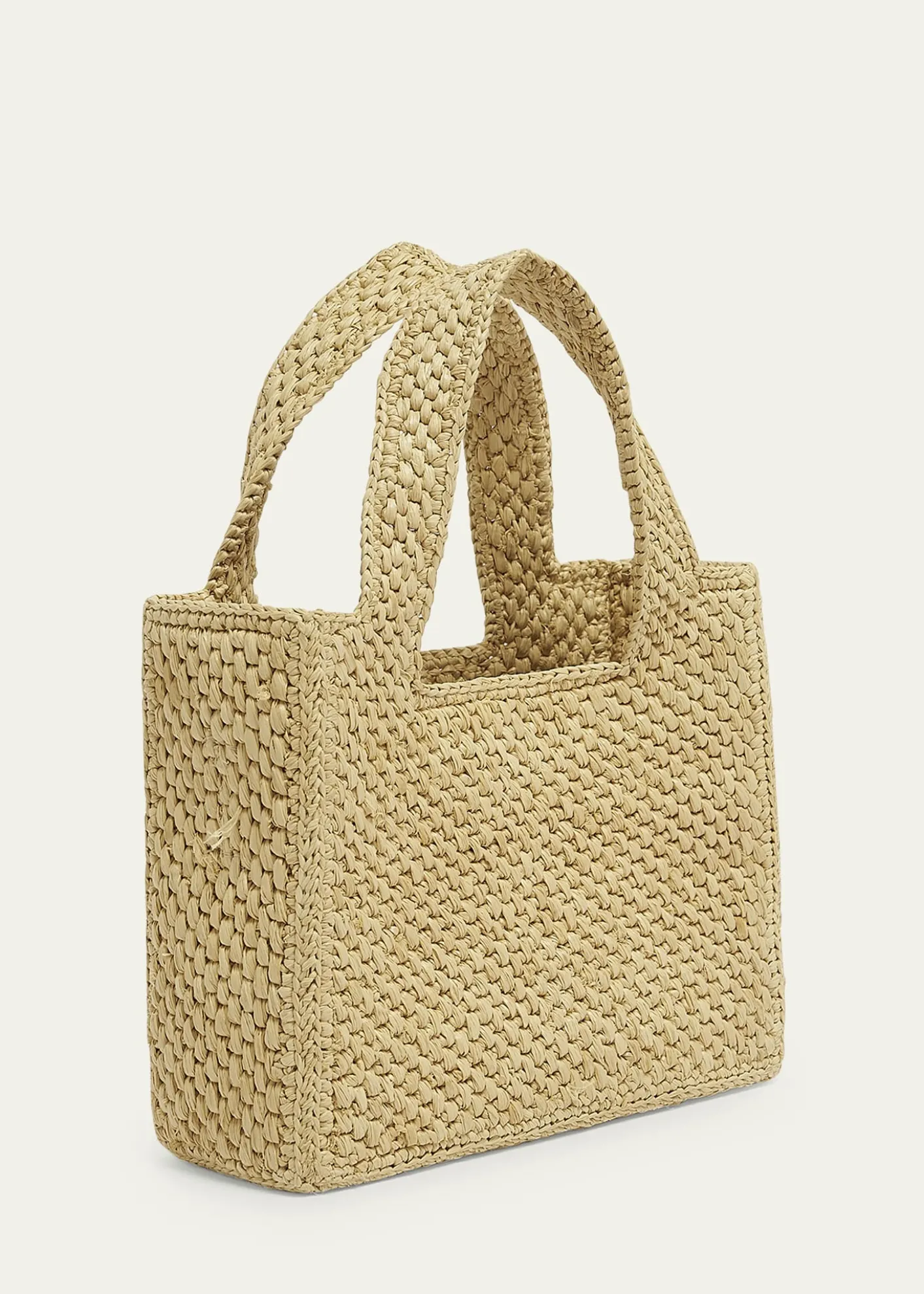 Loewex Paula's Ibiza Font Logo Mini Tote Bag in Raffia