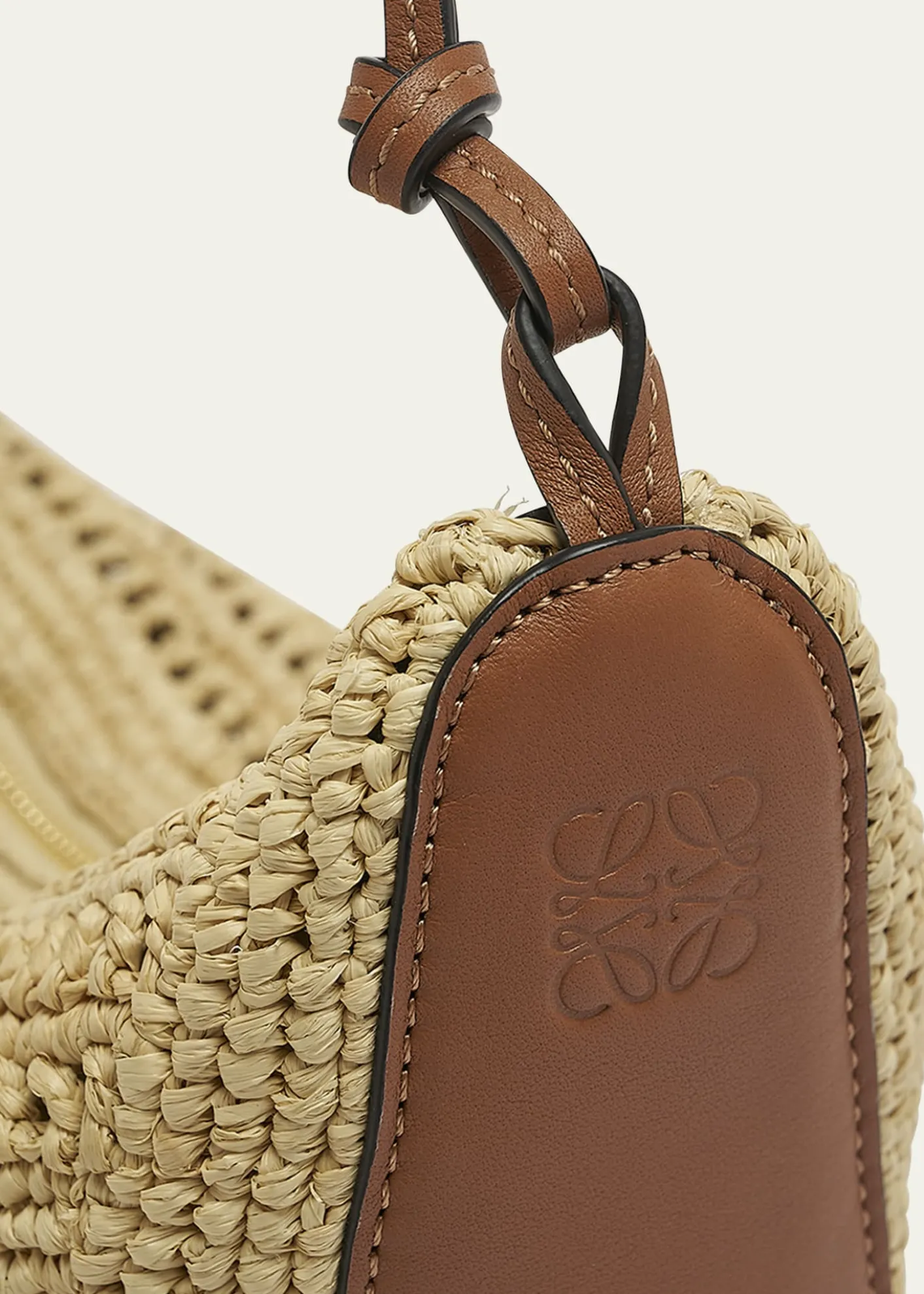 Loewex Paula's Ibiza Hammock Mini Hobo Bag in Raffia with Leather Strap