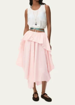 Loewex Paula's Ibiza Layered Ruffle Cotton Midi Skirt