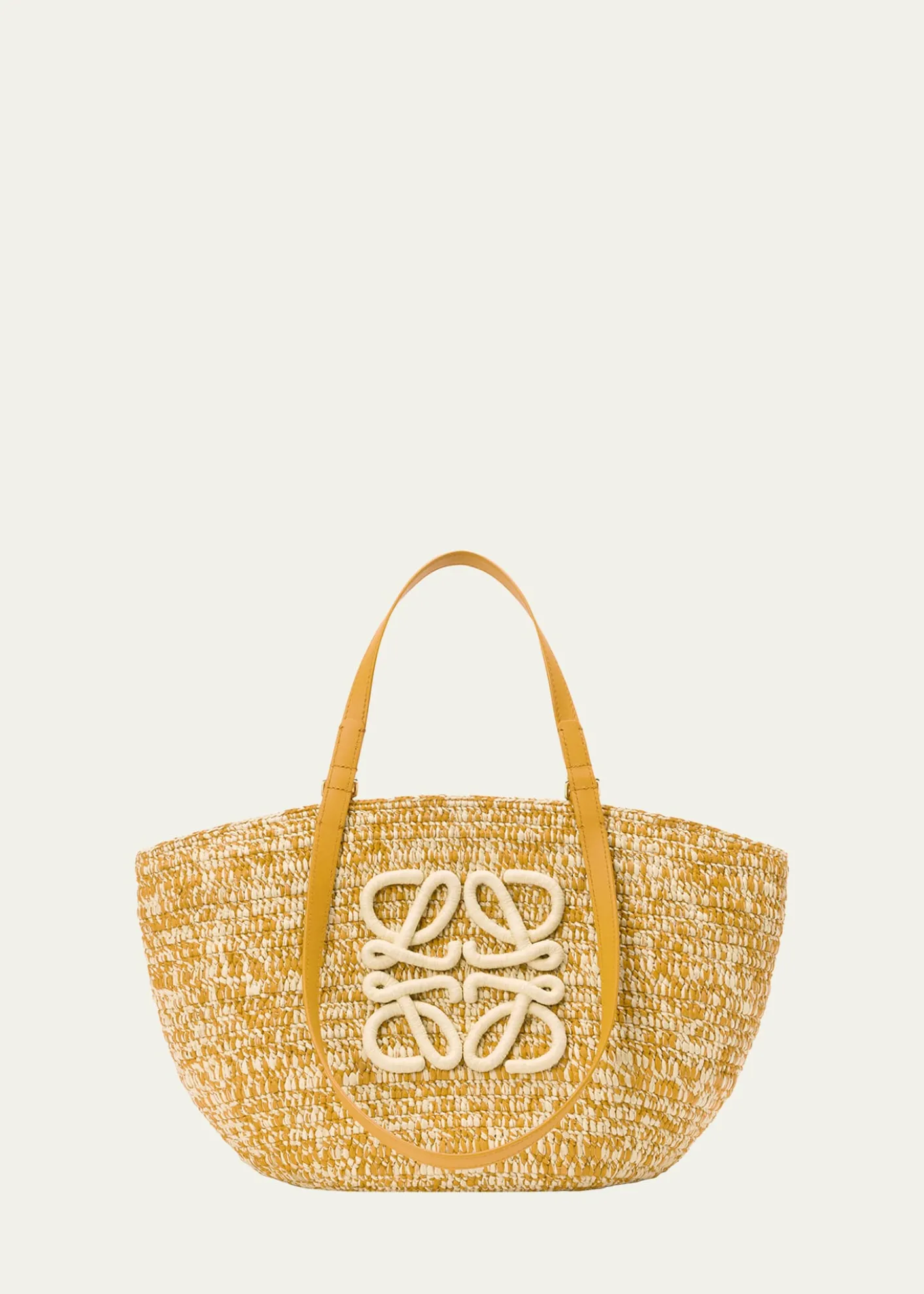 Loewex Paula's Ibiza Medium Eclipse Basket Bag in Melange Raffia and Calfskin