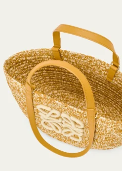 Loewex Paula's Ibiza Medium Eclipse Basket Bag in Melange Raffia and Calfskin